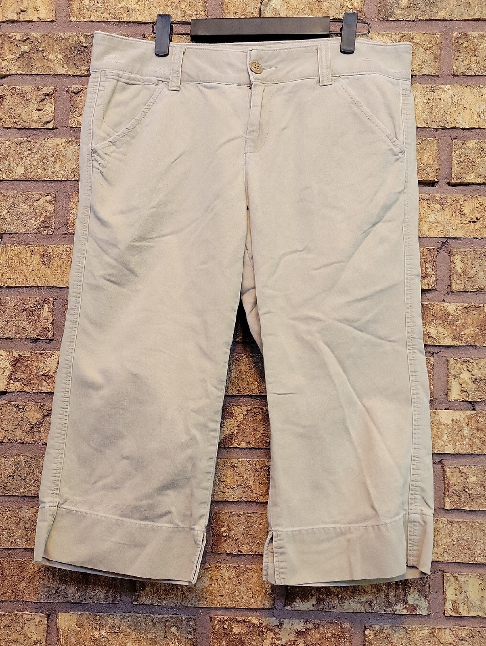 Lucky Brand Tan Cotton Dungarees Chino Khaki Capri Vintage Size 30